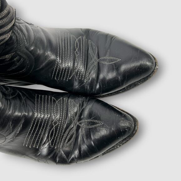 Vintage Cowtown Black Leather Western Cowboy Boots Men’s 9D Handmade USA